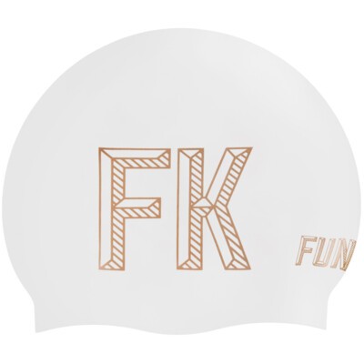 Stencilled White  Seamless Silicone Swimming Cap
