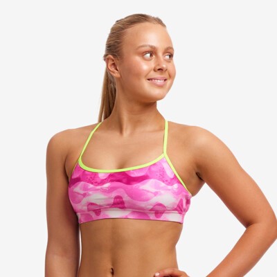 Pink Caps Ladies Swim Crop Top