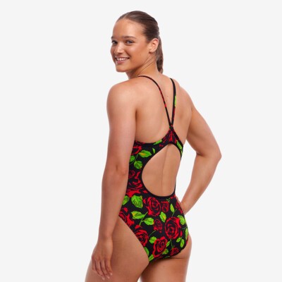 Black Rose Ladies Diamond Back One Piece