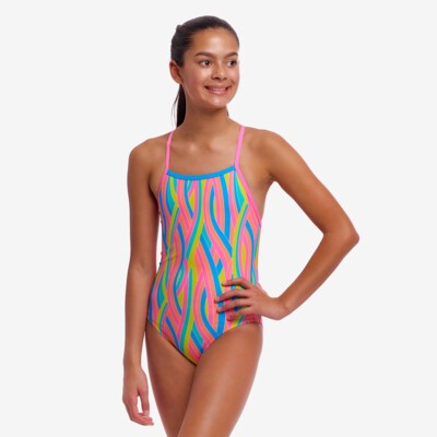 Swirly Straws Girl's Strapped In One Piece
