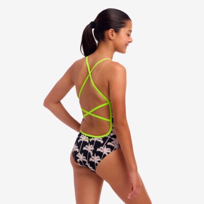 Palm Night Girl's Strapped In One Piece