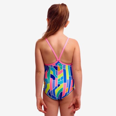 Pillared Toddler Girl's Printed One Piece