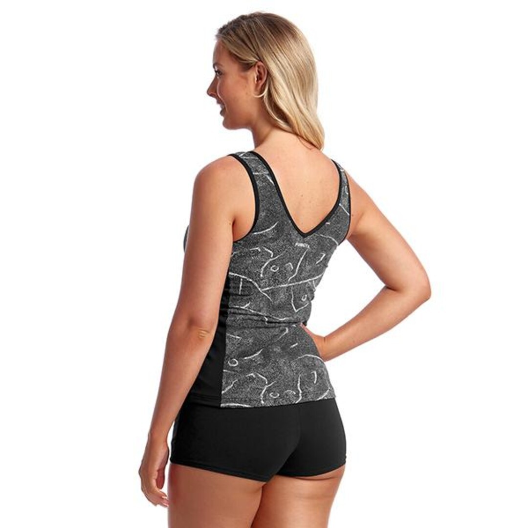 Crack Up Ladies Zip Front Panelled Tankini
