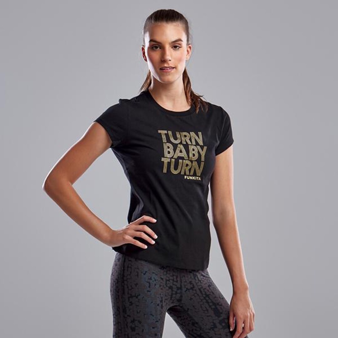 Turn Baby Turn Gold Ladies Tina T-Shirt