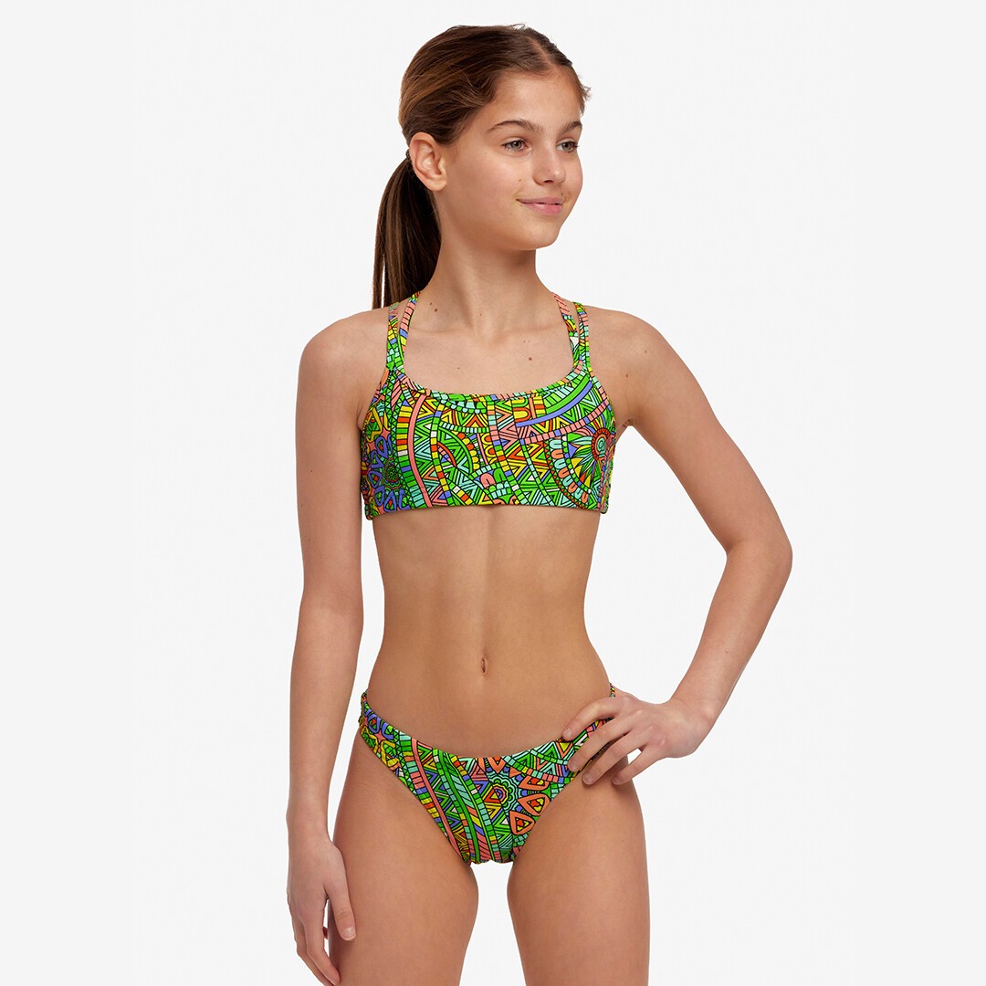 Minty Mixer Girl's Criss Cross Two Piece