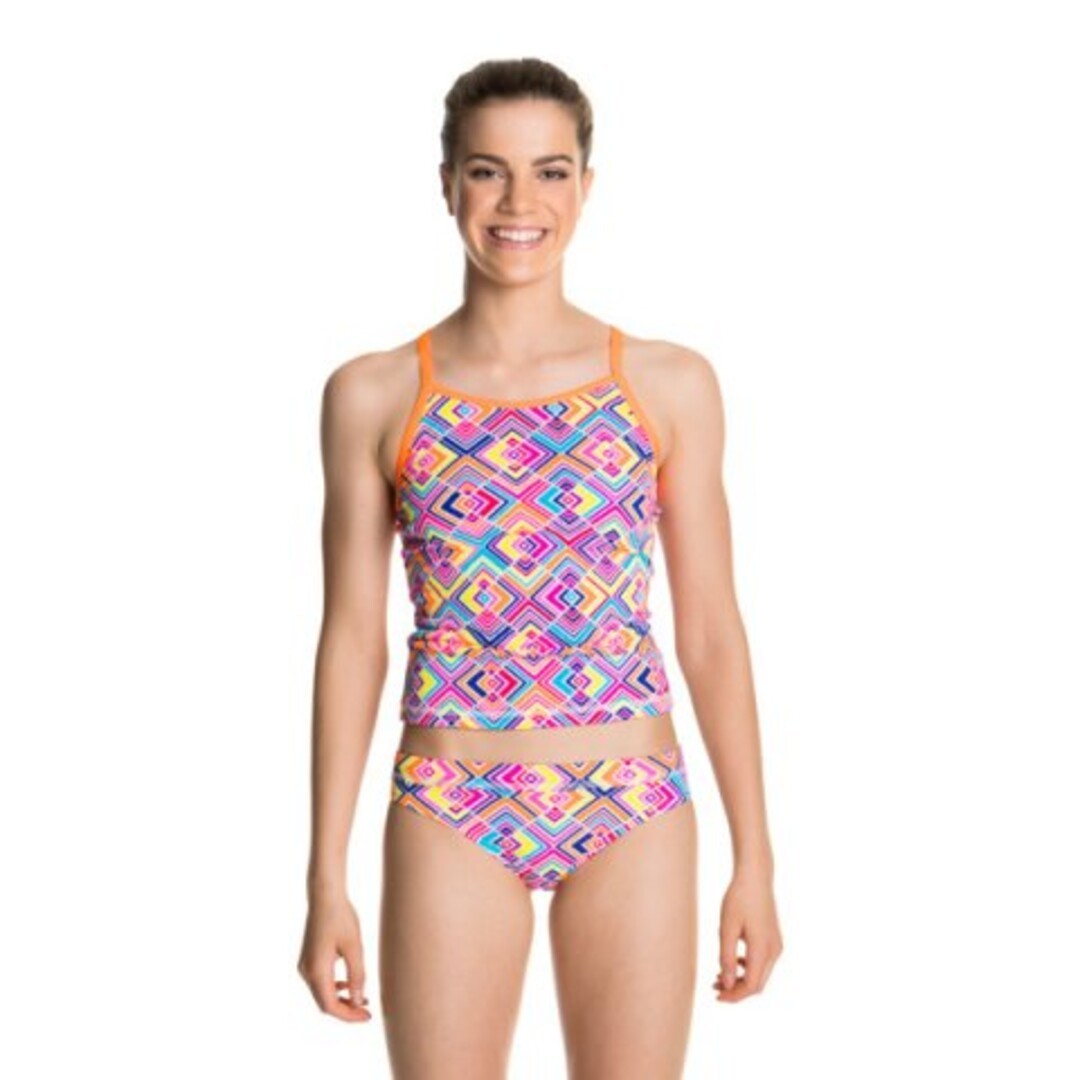 Square Bare Girl's Tankini & Brief Two Piece