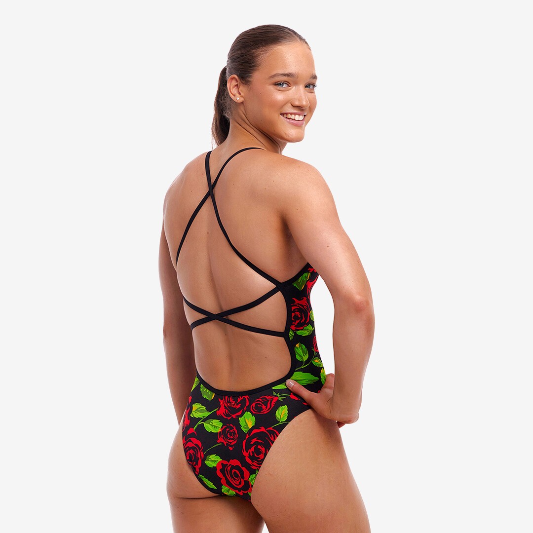 Black Rose Ladies Strapped In One Piece