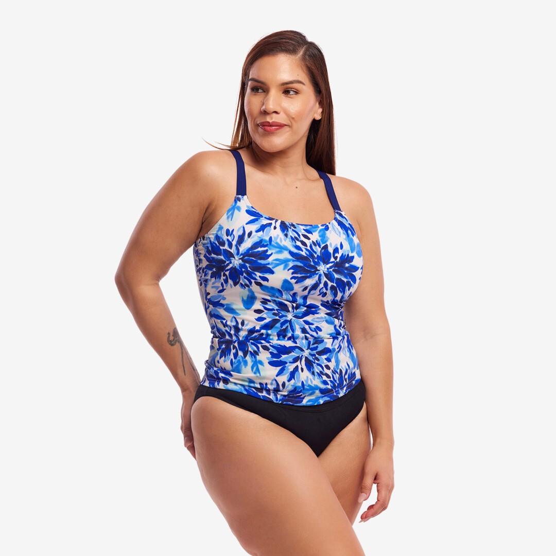 Blossom Blue Ladies Scoop Neck Tankini