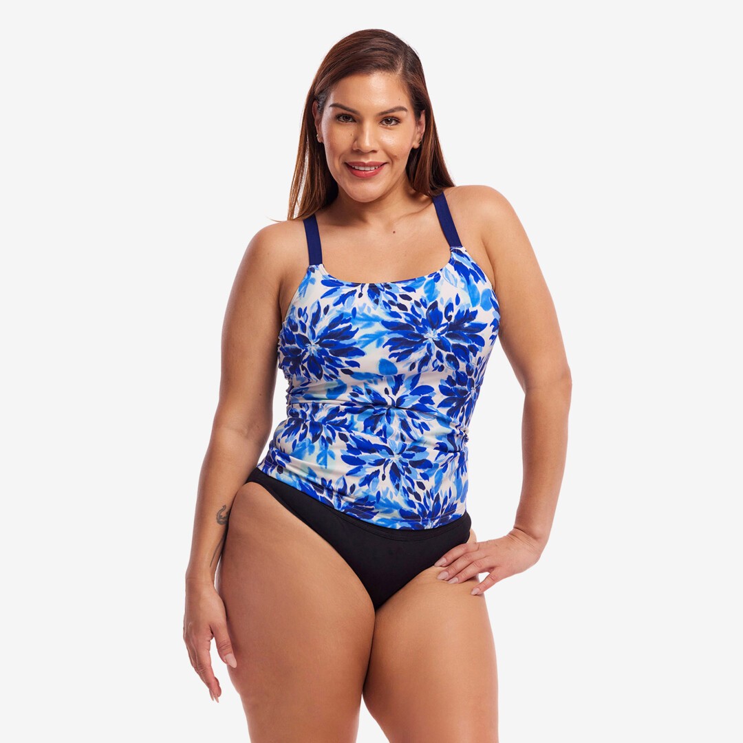 Blossom Blue Ladies Scoop Neck Tankini