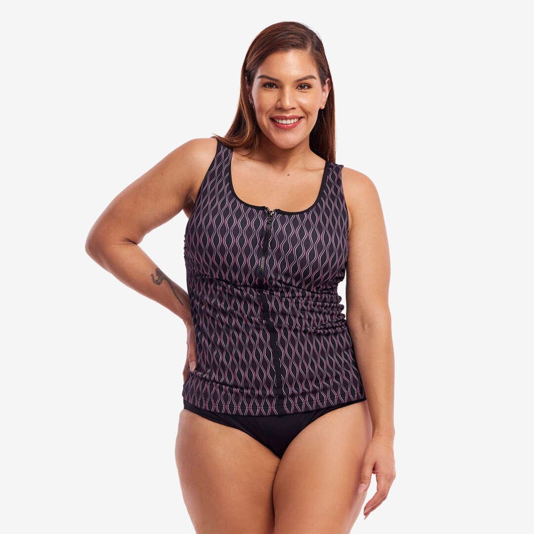 Curvy Queen Ladies Zip Front Tankini