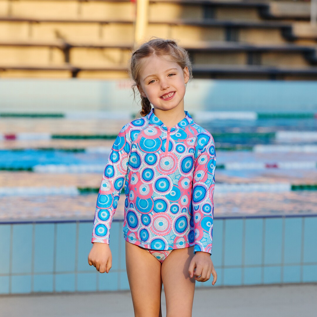 Bundjalung Blue Toddler Girl's Zippy Rash Vest