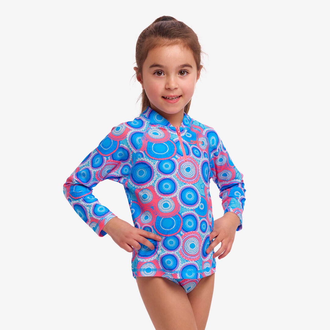 Bundjalung Blue Toddler Girl's Zippy Rash Vest