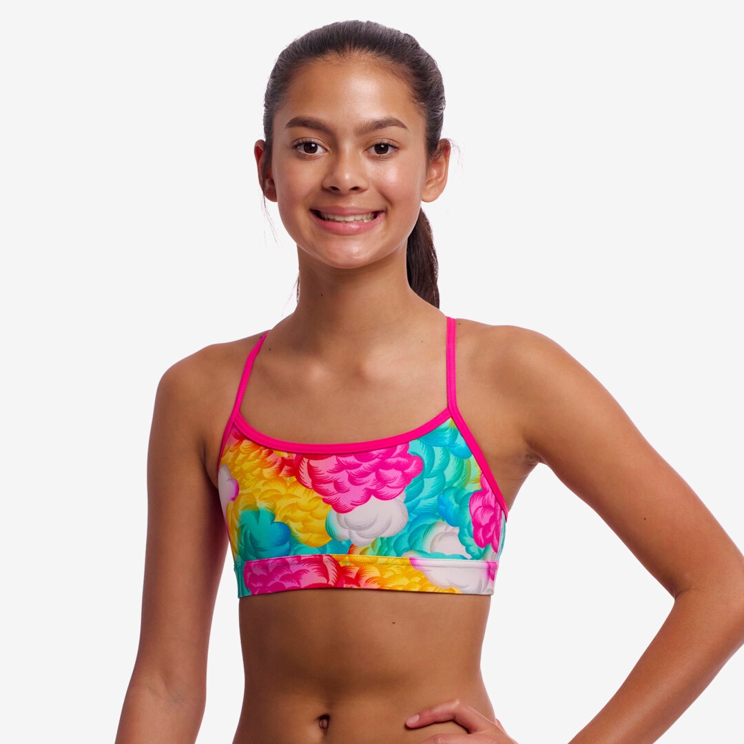 Cloudy Colours Girl's Swim Crop Top