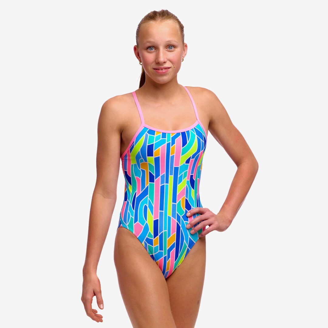 Pillared Girl's Single Strap One Piece