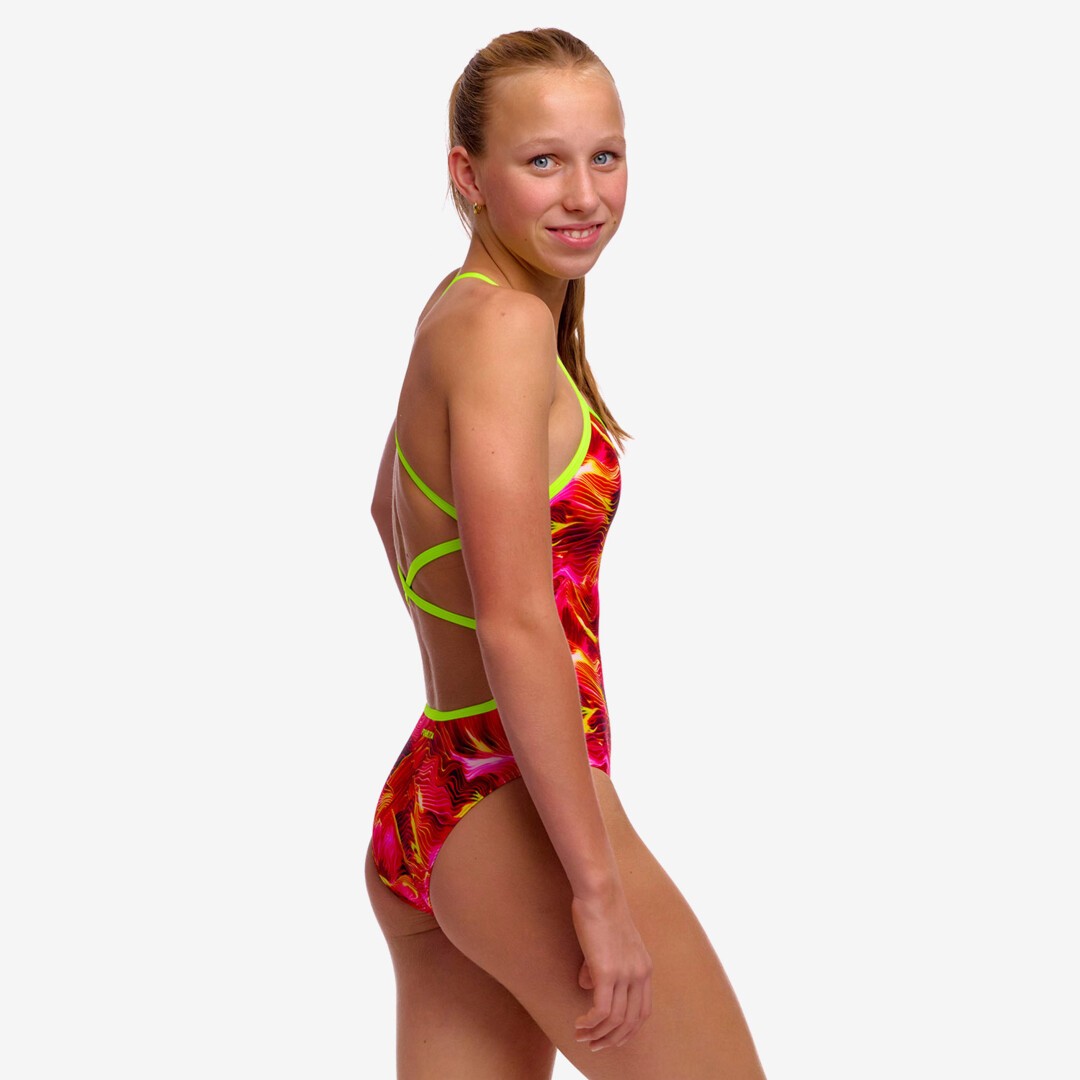 Saucy Sonar Girl's Strapped In One Piece