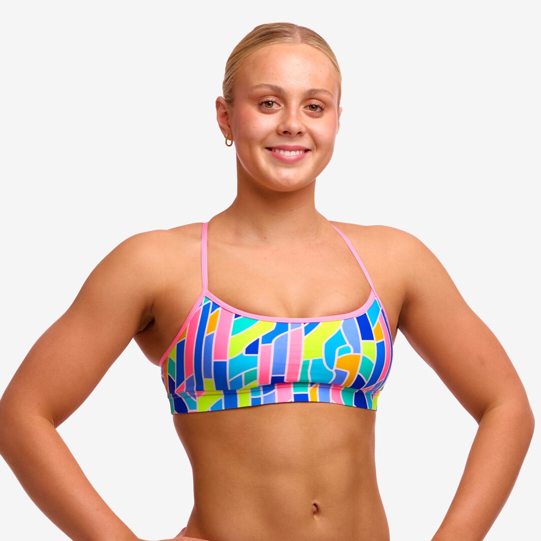 Pillared Ladies Swim Crop Top